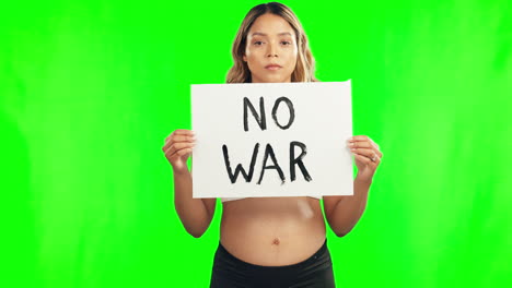 green screen, war sign or woman with pregnant