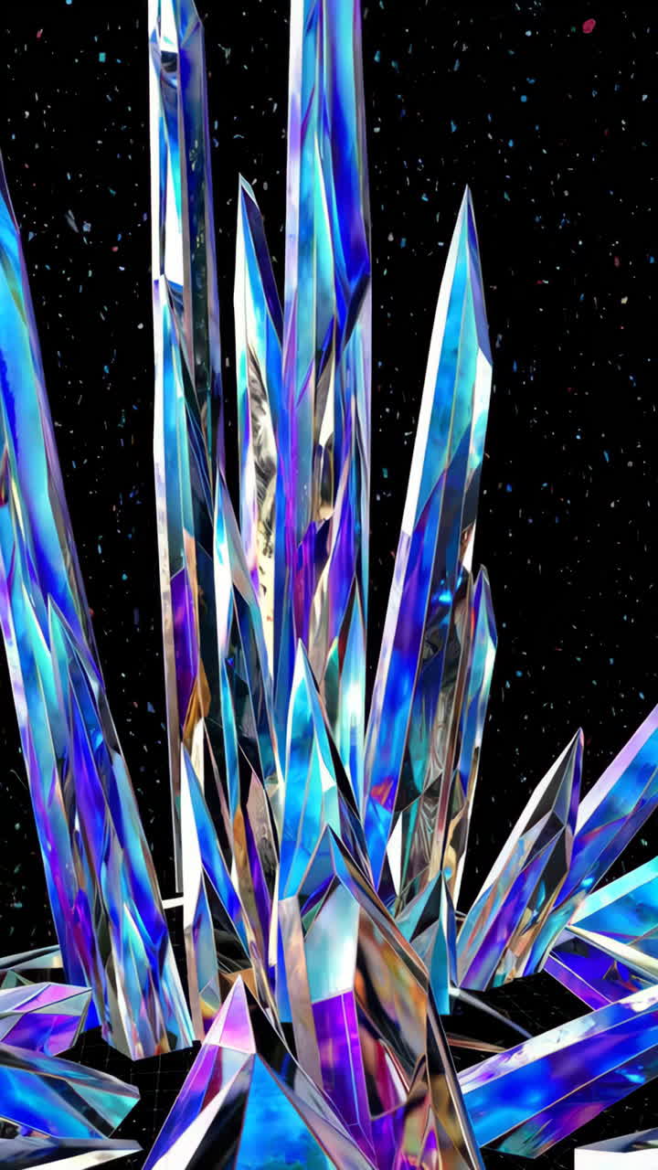 Vibrant Iridescent Crystals on Black Background