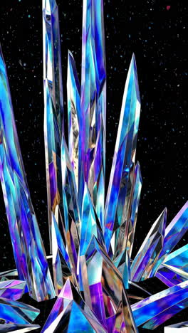 vibrant iridescent crystals on black background