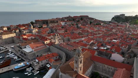 old town view of dubrovnik, croatia, showing red rooftops and the harbor area