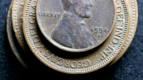 close up of very old coins