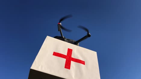 drone going for delivering first aid box drone going for delivering first aid box or medicine to costumer during covid19 or coronavirus lock down