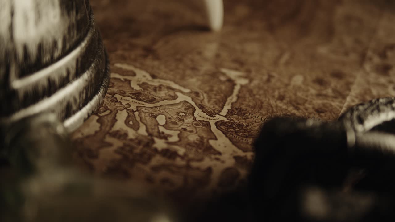 오래된 중세 지도의 클로즈업 샷