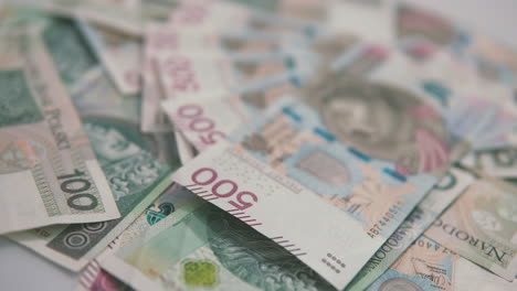 panning and focussing on polish banknote 500 pln