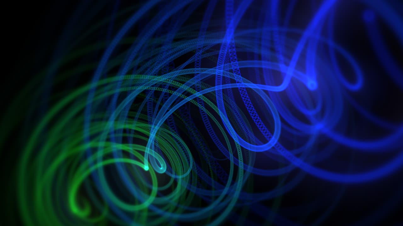 líneas abstractas de neón disco verde y azul