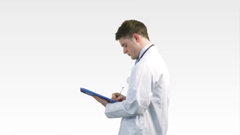 young doctor with clipboard