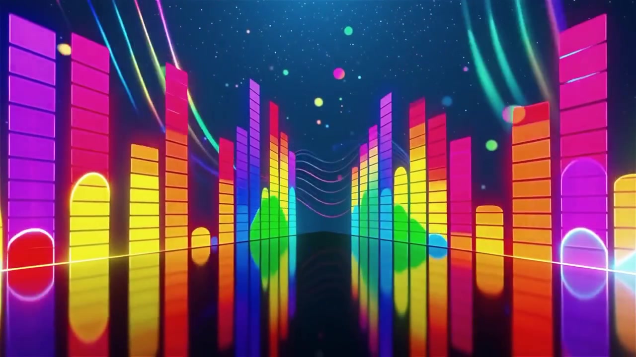Futuristic Rainbow Neon Music Equalizer Visualizer Background