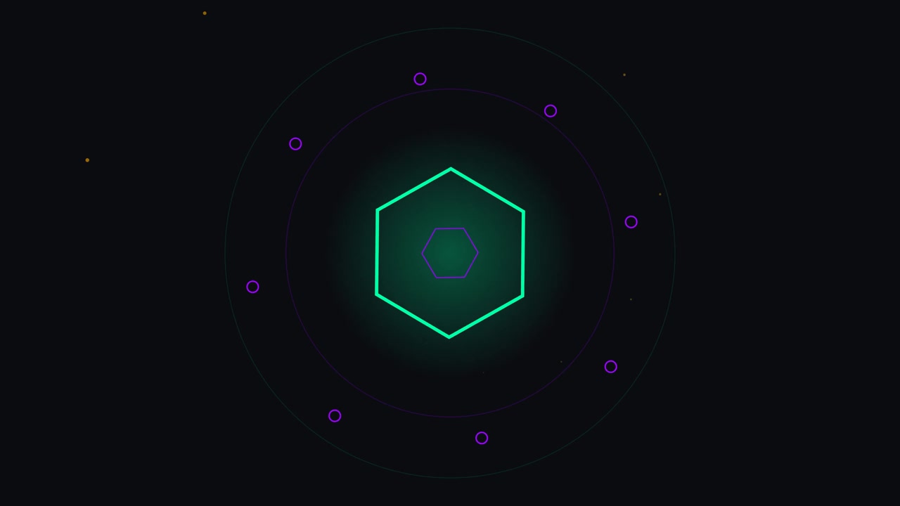 Abstract Geometric Hexagon Animation with Pulsing Light
