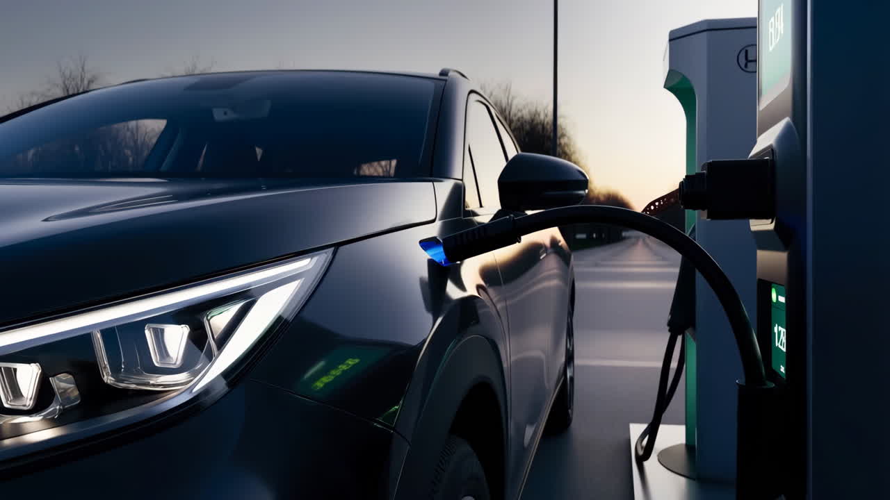 Bir İstasyonda Elektrikli Araç Şarjı