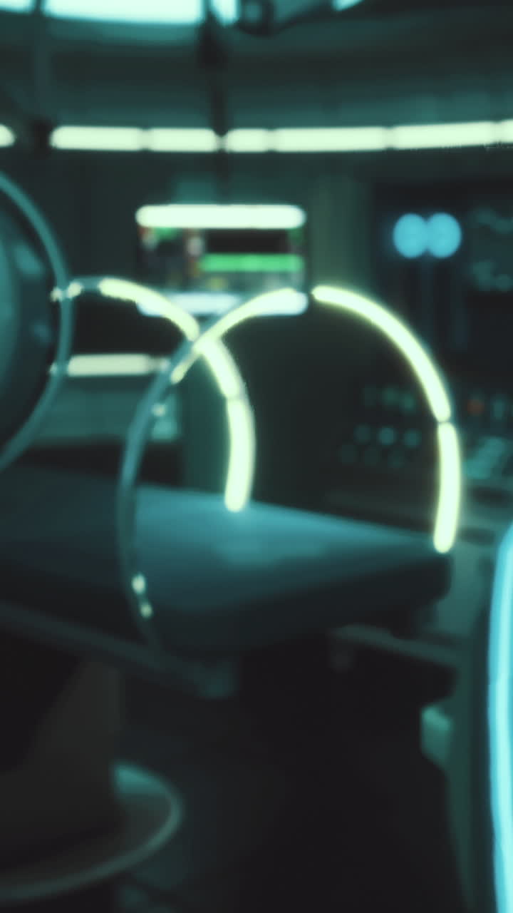 Interno di una moderna struttura medica con linee luminose e attrezzature.