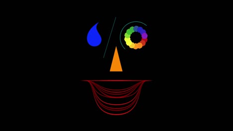 arte de movimiento abstracto cara de payaso geométrica