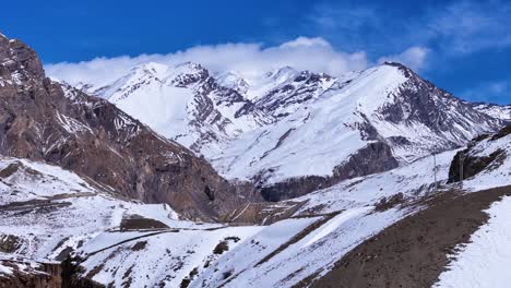 snowy mountain peaks and valley
