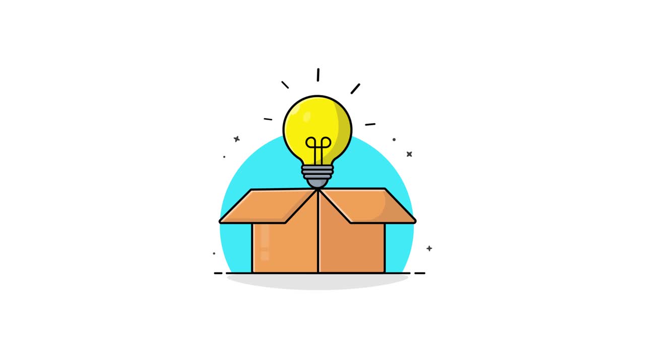 Creative Idea Light Bulb Appears from Box Animation