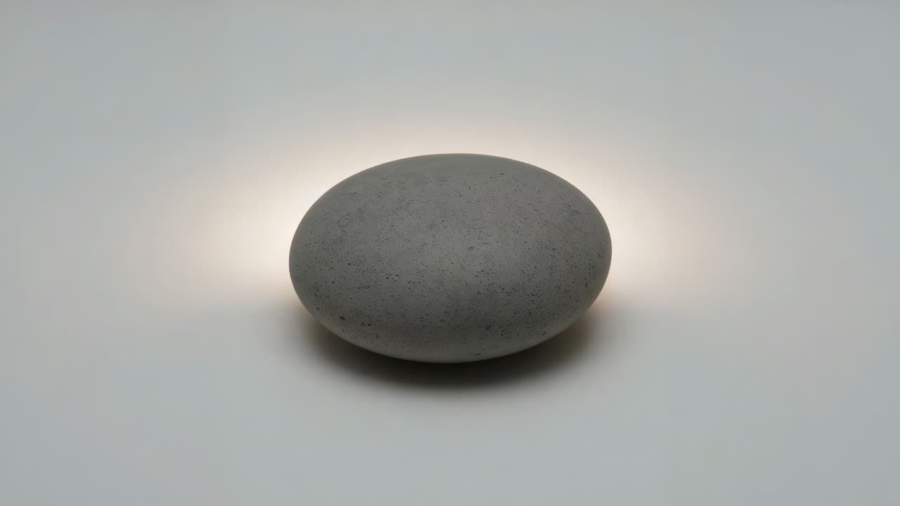Modulating integrated light powering pebble casting warm halo on white surface for demo