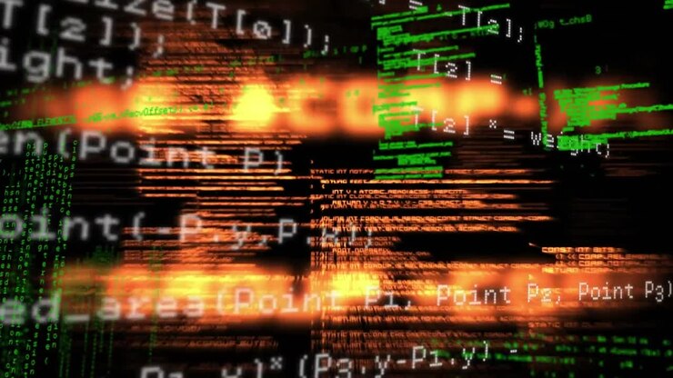 Animation of data processing with glowing light