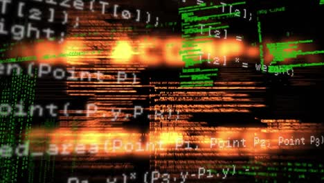 Animation of data processing with glowing light