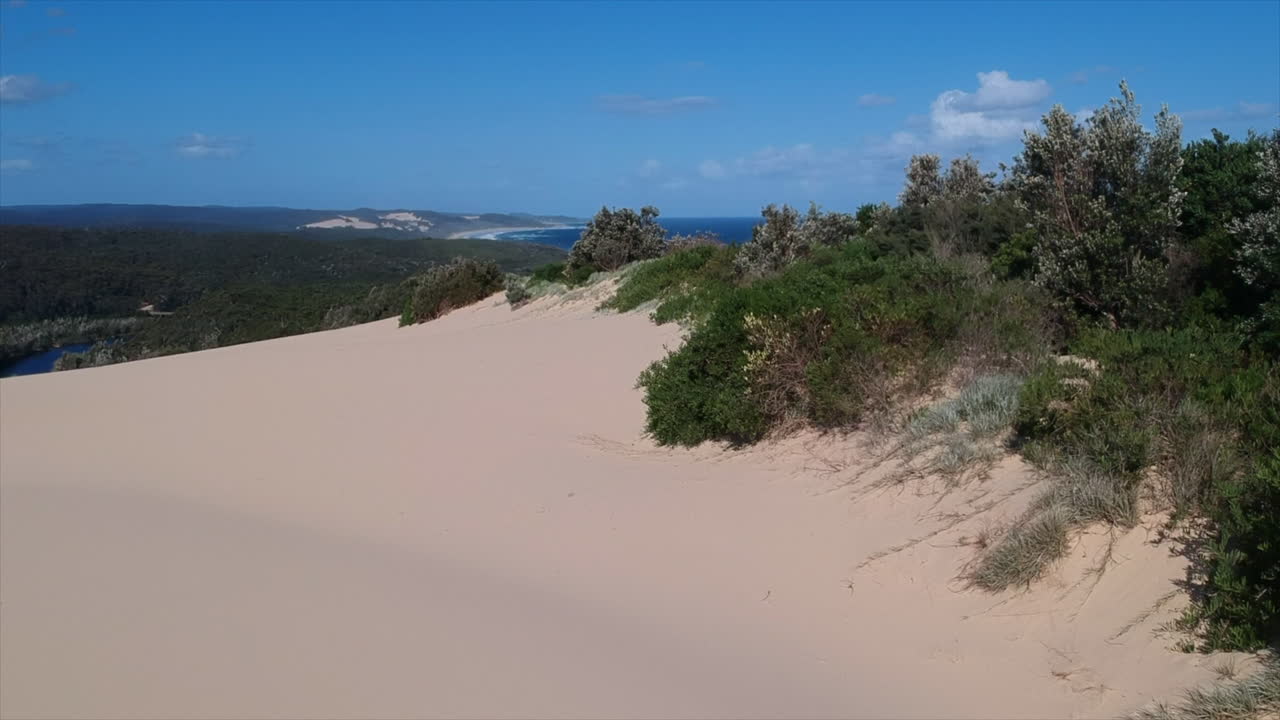 Horizon desert sand beach waves from the drone 4k australia