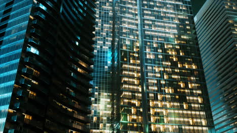 Aerial-view-of-glowing-high-rise-buildings-big-city