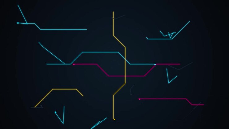 Abstract Digital Network Lines Connecting on Dark Background
