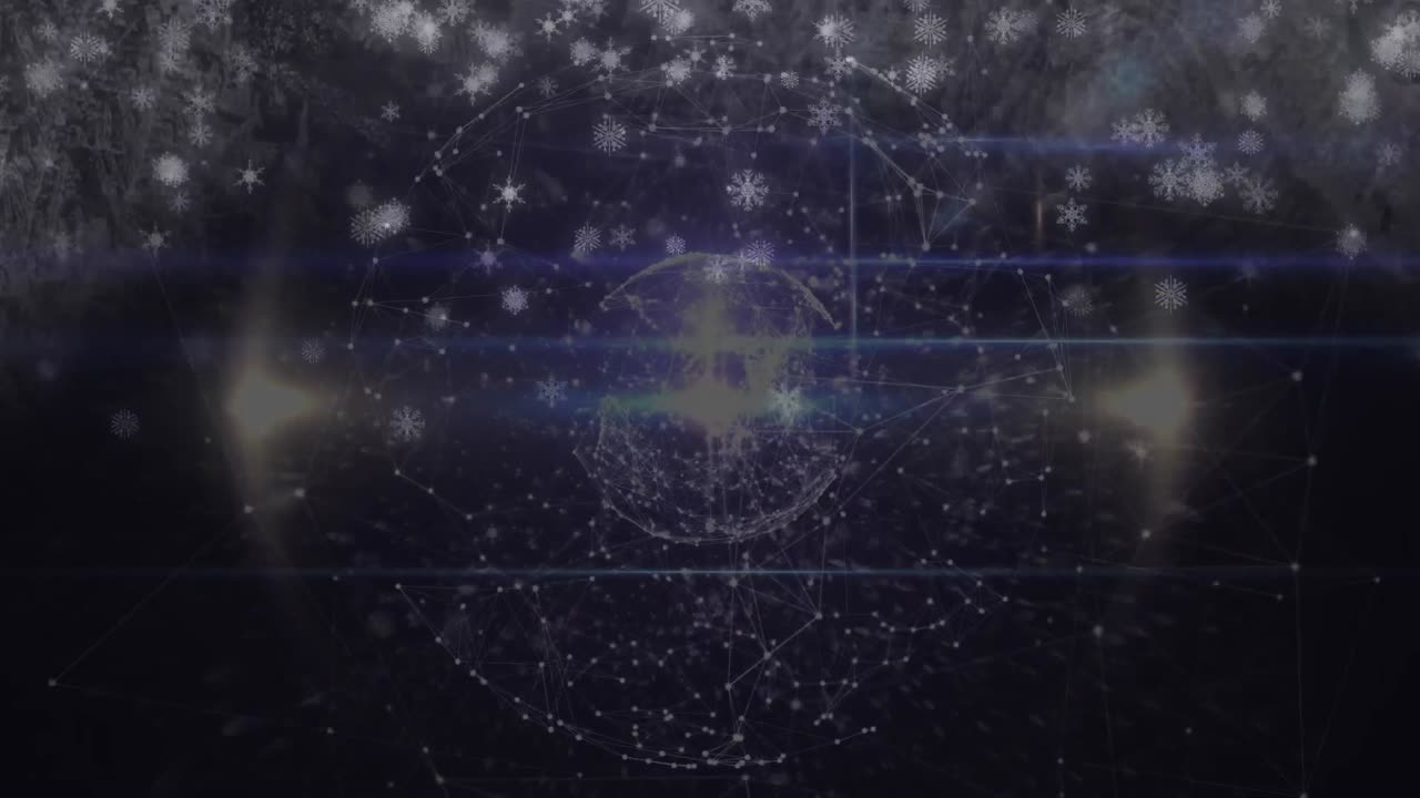 연결의 지구 위에 떨어지는 눈의 애니메이션