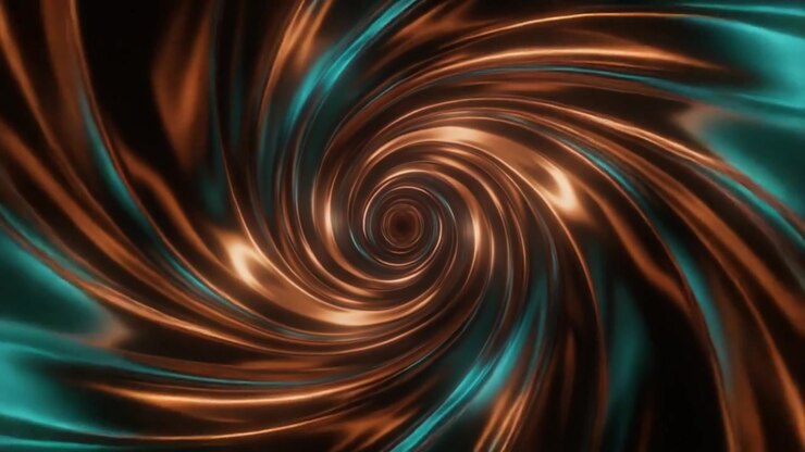 Abstract Swirling Metallic Liquid Texture in Copper and Teal