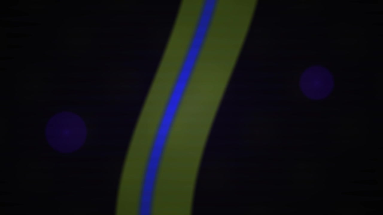 Abstract Curved Green Line with Blue Stripe and Moving Bokeh Lights