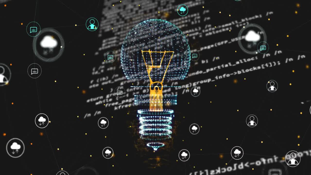Animation of light bulb and data processing