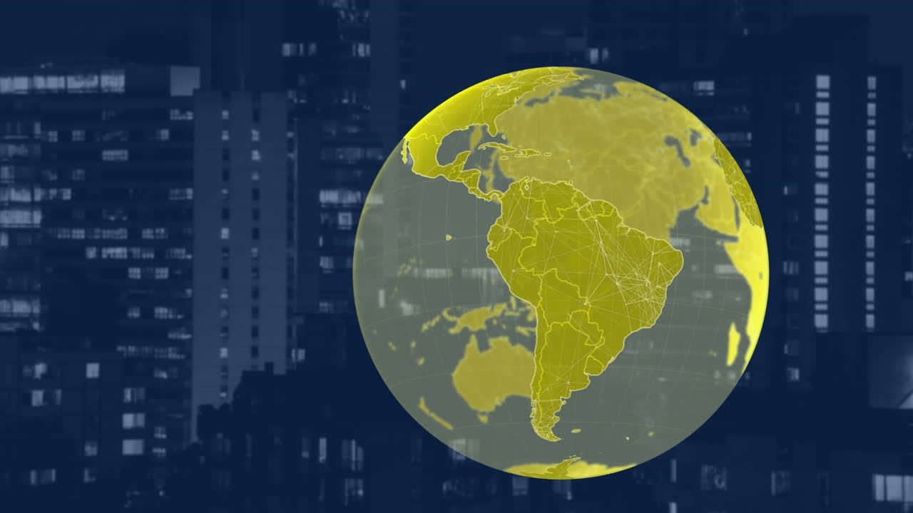 animación del globo sobre el paisaje urbano