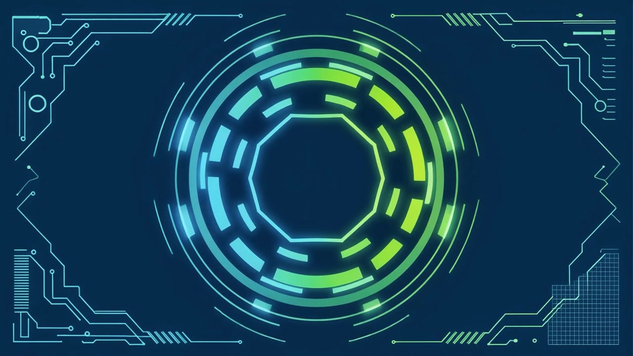 Animated Futuristic Heads-Up Display with Glowing Circuitry