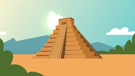 culture aztec pyramid scene animation