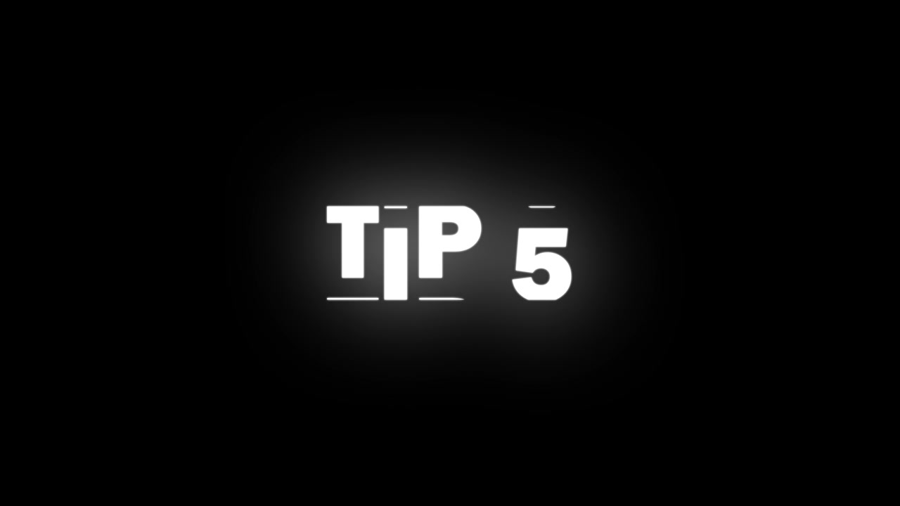 Tip 5 text Animation slot machine effect on black background