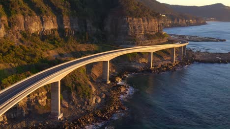 elevated coastal road of sea cliff bridge in clifton, new south wales, australia