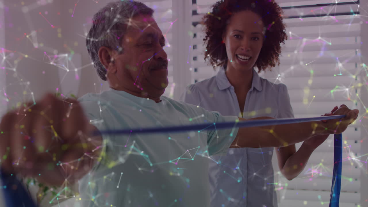 animación de conexiones a través de diversos ejercicios de médicos y pacientes