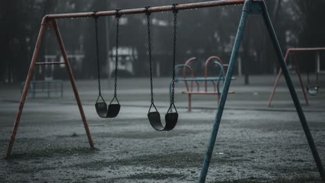 empty swings in a rainy playground
