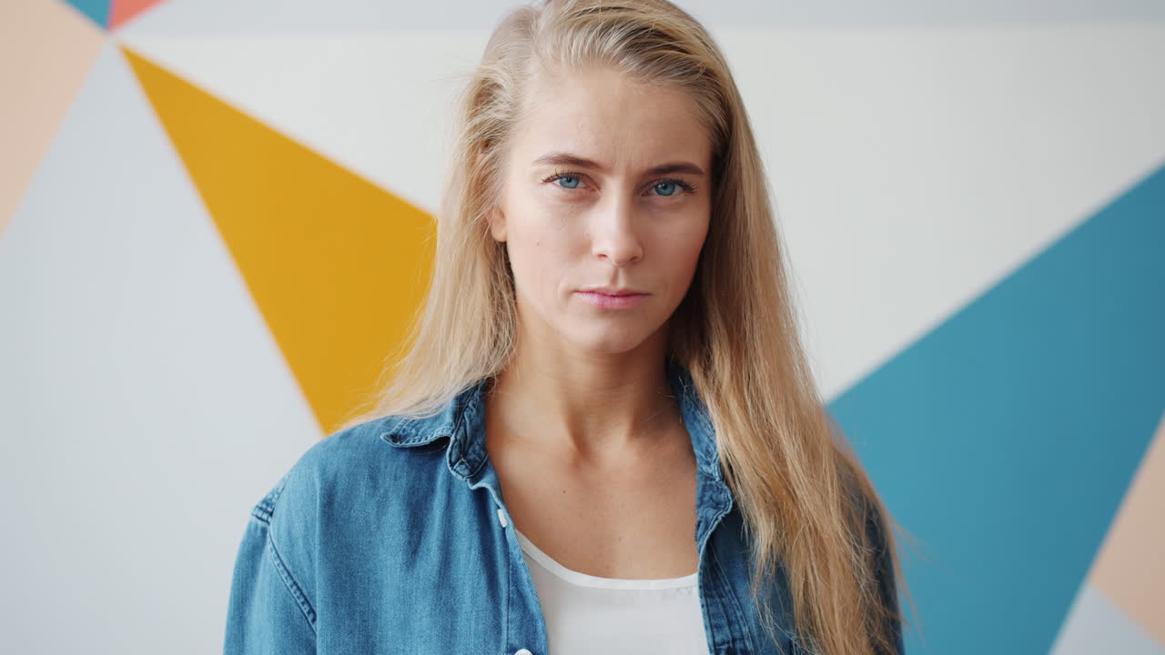 Woman Portrait with Geometric Background