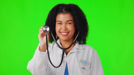 Médico,-Rostro-O-Mujer-Feliz-Con-Estetoscopio