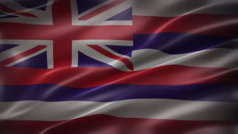 la bandera de hawaii, vista de fuente, cuadro completo, elegante, brillante, revoloteante, elegante textura sedosa, ondeando en el viento, animación realista de 4k cg, aspecto de película, sin costuras de bucle
