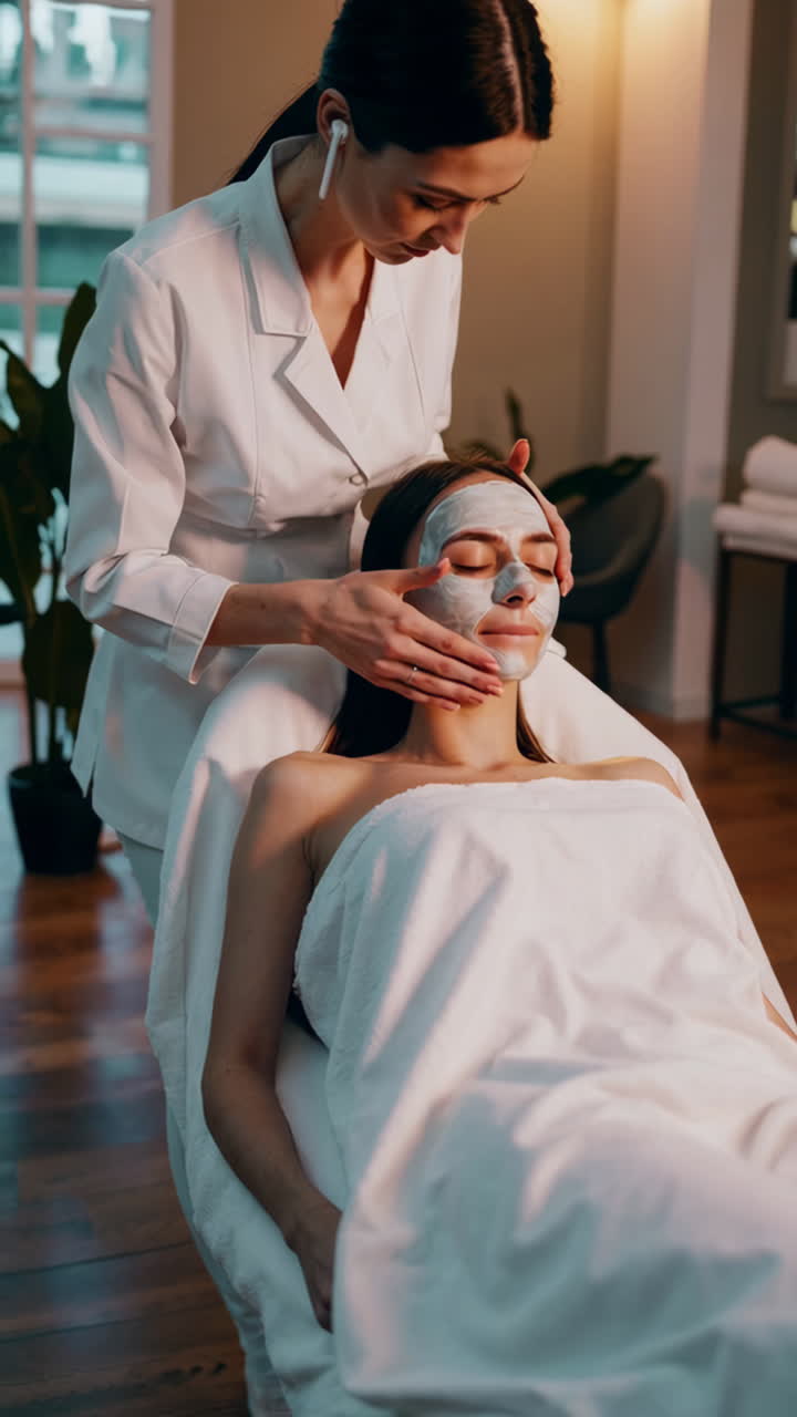 mujer recibiendo un tratamiento facial en un spa