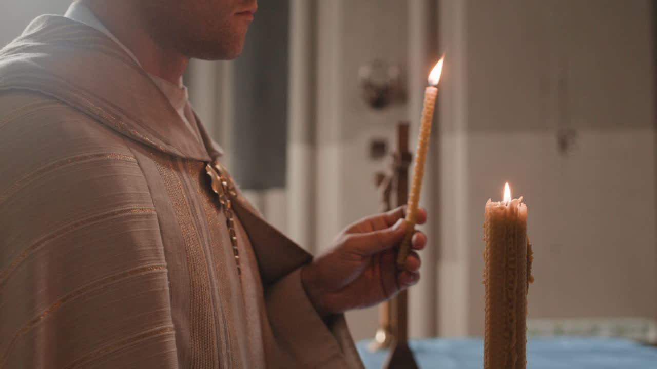 Religious Ceremony with Lit Candles