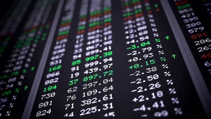 Stock market board. Data and numbers changing. Looped animation.