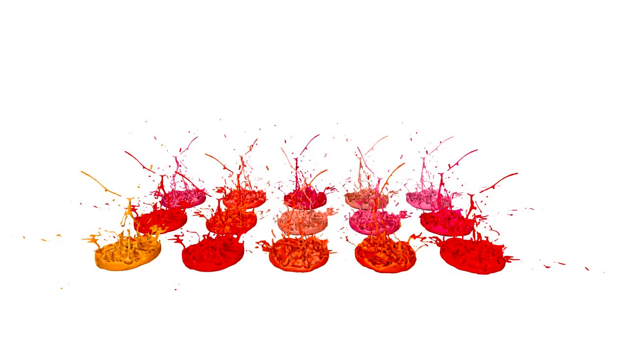 3d краски танцуют в 4k на белом фоне. симуляция брызг чернил на музыкальном динамике, который играет музыку. красивые брызги в качестве яркого фона в ультра высоком качестве. версия оттенков красного 3