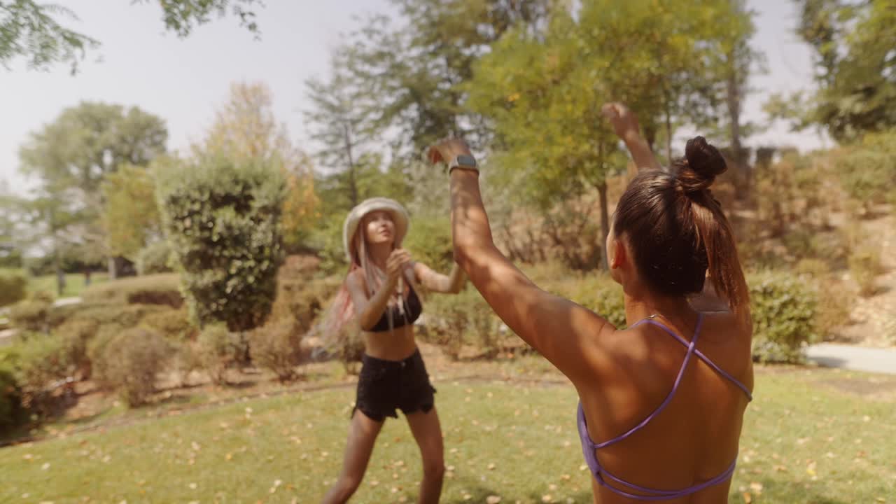 Women playing with a ball in the park