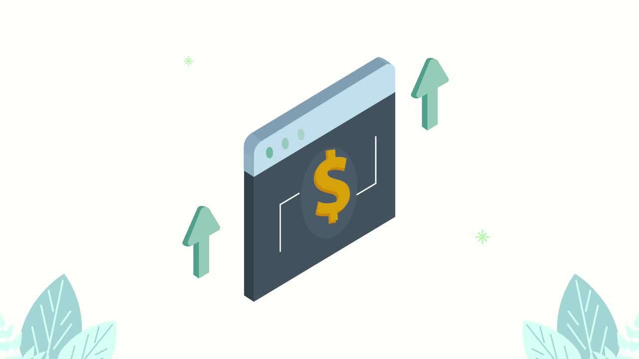 financial economy animation with dollar symbol in webpage