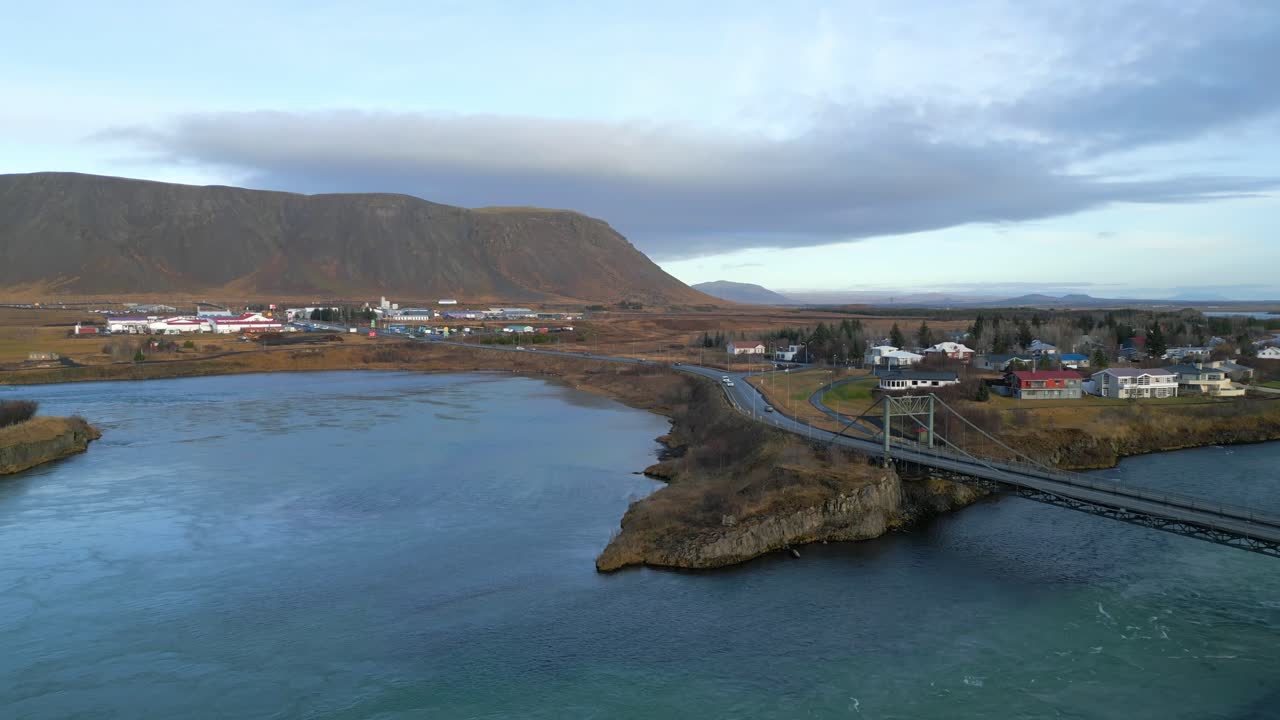 아이슬란드 해안의 레이크자비크, 드론 촬영
