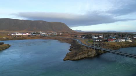 reykjavik on the coast of iceland, drone shot