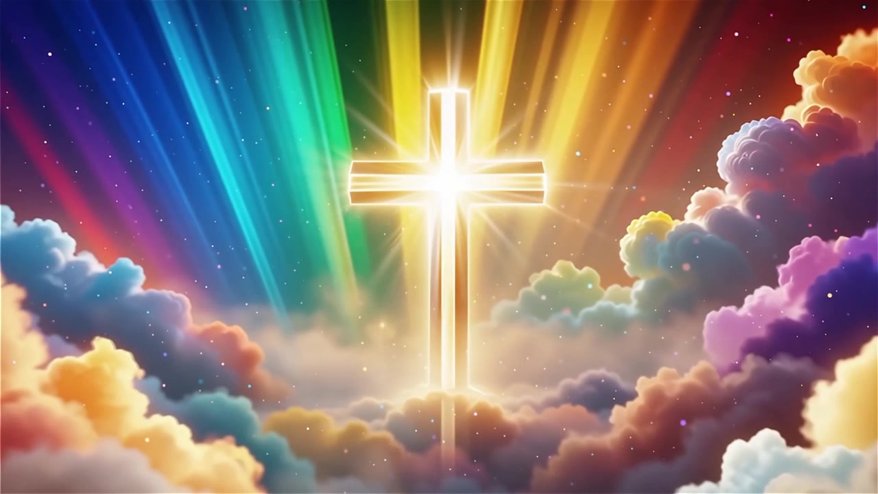 Christian Cross Heavenly Light Worship Background