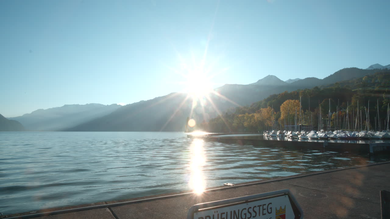 Amazing tranquil view of famous lake in Faulensee Switzerland, Europe.