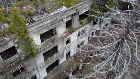 abandoned hospital for tuberculosis in the mountains of zagreb, croatia aerial view