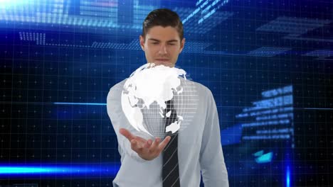 compuesto digital de un hombre en un mundo cibernético