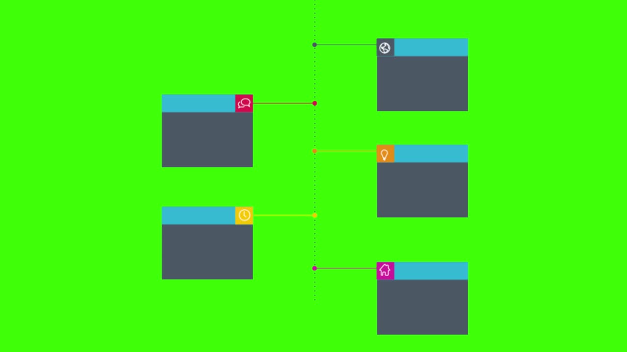 animación de un icono infográfico en un fondo de pantalla verde